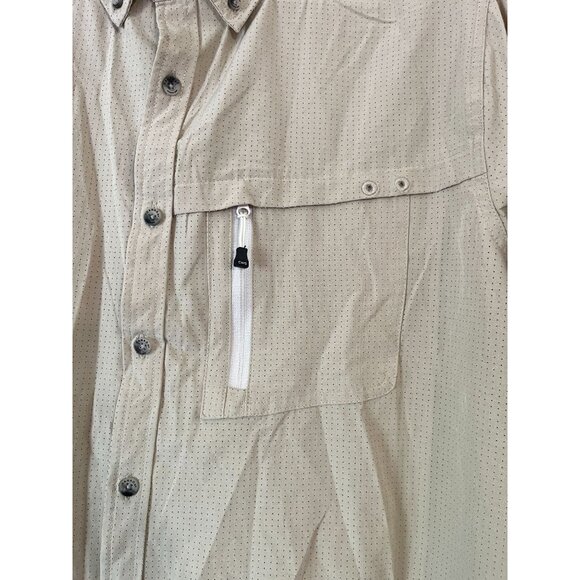 Canada Weathergear Mens Beige Short-Sleeve Button-Down Shirt Large Vented Back - Picture 3 of 12